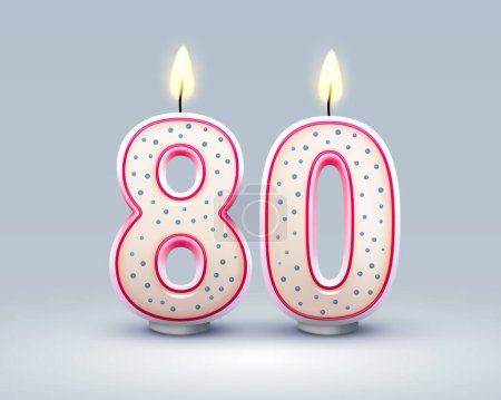 Ilustración de Happy Birthday years. 80 anniversary of the birthday, Candle in the form of numbers. Vector illustration - Imagen libre de derechos