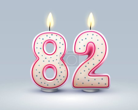 Téléchargez les illustrations : Happy Birthday years. 82 anniversary of the birthday, Candle in the form of numbers. Vector illustration - en licence libre de droit