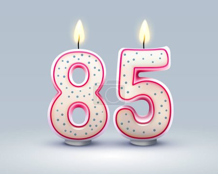 Ilustración de Happy Birthday years. 85 anniversary of the birthday, Candle in the form of numbers. Vector illustration - Imagen libre de derechos