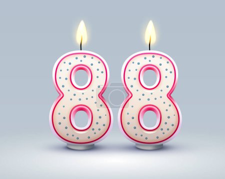 Ilustración de Happy Birthday years. 88 anniversary of the birthday, Candle in the form of numbers. Vector illustration - Imagen libre de derechos