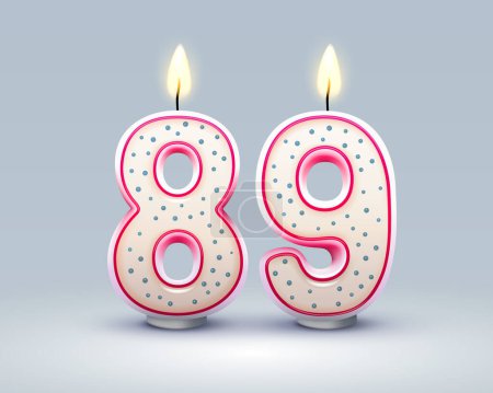 Illustration for Happy Birthday years. 89 anniversary of the birthday, Candle in the form of numbers. Vector illustration - Royalty Free Image