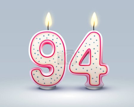 Téléchargez les illustrations : Happy Birthday years. 94 anniversary of the birthday, Candle in the form of numbers. Vector illustration - en licence libre de droit