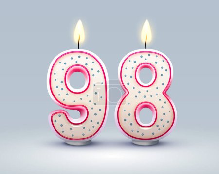 Téléchargez les illustrations : Happy Birthday years. 98 anniversary of the birthday, Candle in the form of numbers. Vector illustration - en licence libre de droit