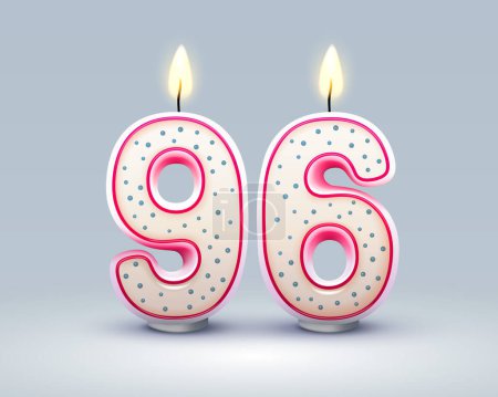 Ilustración de Happy Birthday years. 96 anniversary of the birthday, Candle in the form of numbers. Vector illustration - Imagen libre de derechos