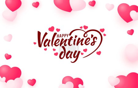 Illustration for Red heart of Happy Valentines Day, greeting card from February 14. Vector illustration. - Royalty Free Image