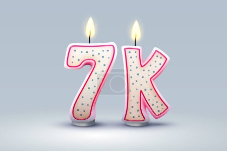 7k followers of online users, congratulatory candles in the form of numbers. Vector illustration