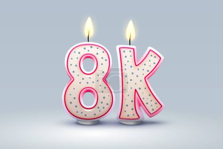 Illustration for 1k followers of online users, congratulatory candles in the form of numbers. Vector illustration - Royalty Free Image