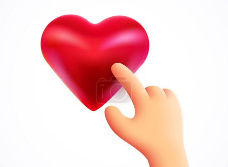 Ilustración de Hand pressing like button. Heart symbol. Vector illustration - Imagen libre de derechos