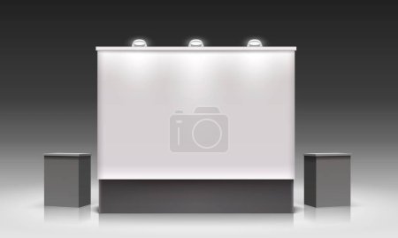 Ilustración de Tablero de presentaciones de escena, pantalla blanca de mesa. Ilustración vectorial - Imagen libre de derechos