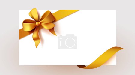 Ilustración de Bonita tarjeta. Cinta dorada alrededor de papel blanco en blanco. Ilustración vectorial - Imagen libre de derechos