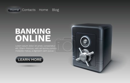 Illustration for Banking online safe, finance user access, web site landing page. Vector illustration - Royalty Free Image