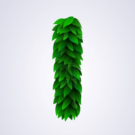 Illustration for Alphabet letters made from fresh green leafs. Letter I. Vector illustration - Royalty Free Image
