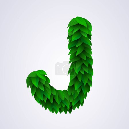Ilustración de Letras del alfabeto hechas de hojas verdes frescas. Carta J. Ilustración vectorial - Imagen libre de derechos