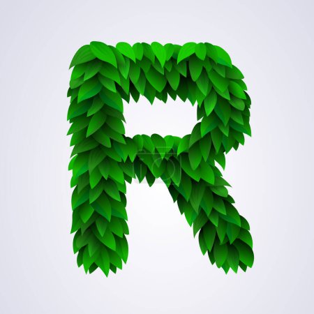 Ilustración de Letras del alfabeto hechas de hojas verdes frescas. Carta R. Ilustración vectorial - Imagen libre de derechos