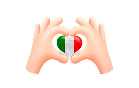 Illustration for Italy flag in form of hand heart. National flag concept. Vector illustration. - Royalty Free Image