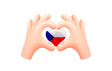 Téléchargez les illustrations : Drapeau tchèque en forme de coeur de main. Concept de drapeau national. Illustration vectorielle. - en licence libre de droit