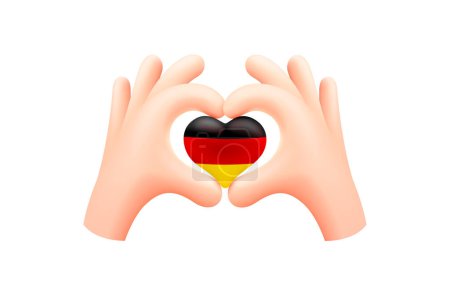 Téléchargez les illustrations : Drapeau d'Allemagne en forme de coeur de main. Concept de drapeau national. Illustration vectorielle. - en licence libre de droit