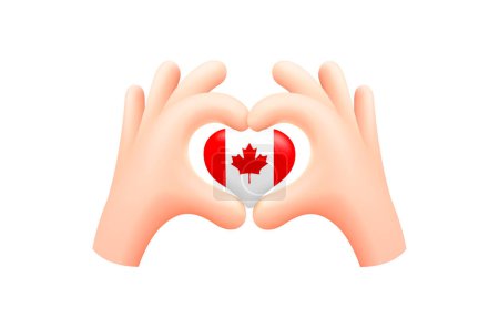 Ilustración de Bandera de Canadá en forma de corazón de mano. Concepto de bandera nacional. Ilustración vectorial. - Imagen libre de derechos