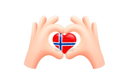 Téléchargez les illustrations : Drapeau de Norvège en forme de coeur de main. Concept de drapeau national. Illustration vectorielle. - en licence libre de droit