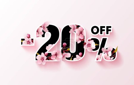 Illustration for Special spring discount as a gift to the buyer, -20 Percentage off sale. Vector illustration - Royalty Free Image