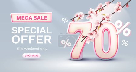 Illustration for Special spring discount as a gift to the buyer, -70 Percentage off sale. Vector illustration - Royalty Free Image