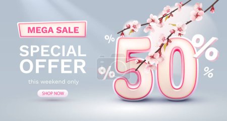 Illustration for Special spring discount as a gift to the buyer, -50 Percentage off sale. Vector illustration - Royalty Free Image
