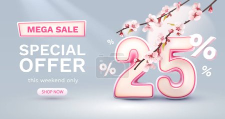 Illustration for Special spring discount as a gift to the buyer, -25 Percentage off sale. Vector illustration - Royalty Free Image