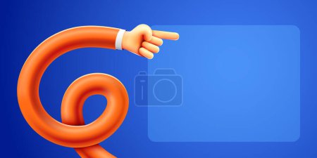 Illustration for Funny long hand points to empty space for text. Vector illustration - Royalty Free Image