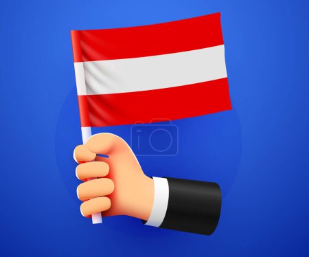 Téléchargez les illustrations : 3ème main tenant le drapeau national de l'Autriche. Illustration vectorielle - en licence libre de droit