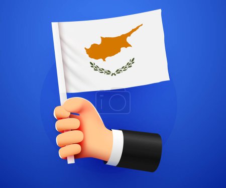 Illustration for 3d hand holding Cyprus National flag. Vector illustration - Royalty Free Image