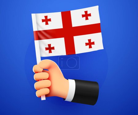 Illustration for 3d hand holding Georgia National flag. Vector illustration - Royalty Free Image
