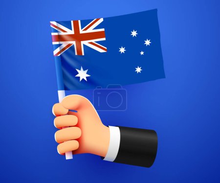Illustration for 3d hand holding Australia National flag. Vector illustration - Royalty Free Image
