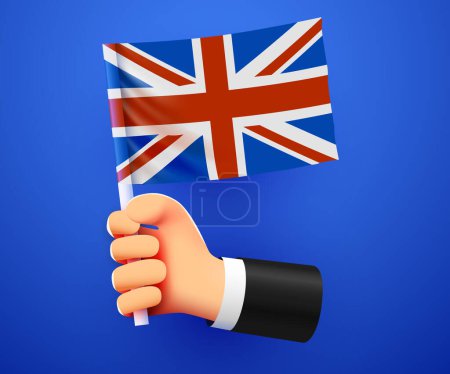 Ilustración de 3d mano sosteniendo la bandera nacional de Gran Bretaña. Ilustración vectorial - Imagen libre de derechos