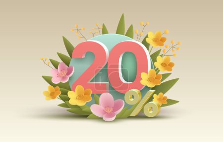 Ilustración de Descuento especial de primavera como regalo para el comprador, -20 Porcentaje de descuento en venta. Ilustración vectorial - Imagen libre de derechos
