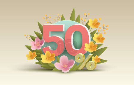 Illustration for Special spring discount as a gift to the buyer, -50 Percentage off sale. Vector illustration - Royalty Free Image