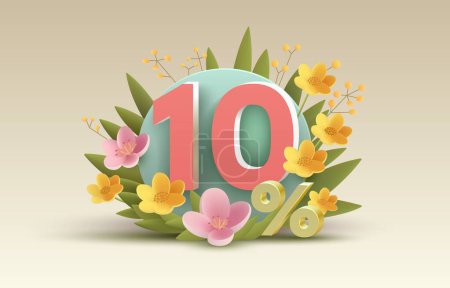 Ilustración de Descuento especial de primavera como regalo para el comprador, -10 Porcentaje de descuento en venta. Ilustración vectorial - Imagen libre de derechos