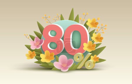 Illustration for Special spring discount as a gift to the buyer, -80 Percentage off sale. Vector illustration - Royalty Free Image