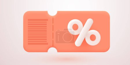 Ilustración de Cupón 3D con porcentajes para varios descuentos y ventas de bienes y entradas de películas en línea. Ilustración vectorial - Imagen libre de derechos