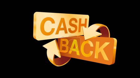 Illustration for Cashback icon isolated on black background. Cashback or money back label. Vector illustration - Royalty Free Image
