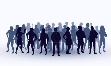 Téléchargez les illustrations : Silhouette de groupe de personnes. Concept de travail d'équipe. Illustration vectorielle - en licence libre de droit