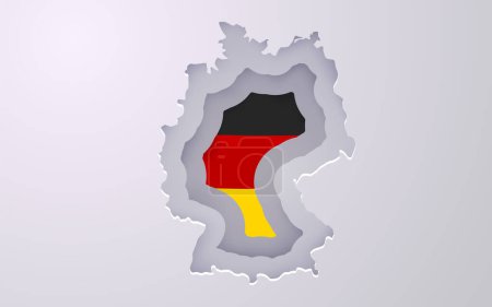 Ilustración de Mapa creativo de Alemania con colores de bandera en estilo de corte de papel. Ilustración vectorial - Imagen libre de derechos