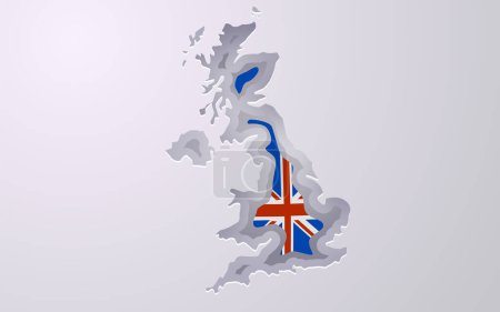 Illustration for Creative Great Britain map with flag colors in paper cut style. Vector illustration - Royalty Free Image