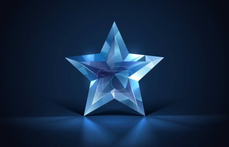 Téléchargez les illustrations : Star Crystal 3d, prime, prix du jeu, icône en verre étoilé. Illustration vectorielle - en licence libre de droit