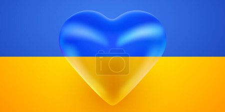 Ilustración de 3d corazón con bandera nacional de Ucrania. Quédate con Ucrania. Ilustración vectorial - Imagen libre de derechos