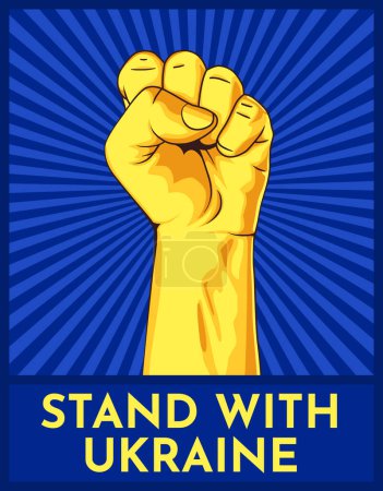 Illustration for Human fist graphics in Ukraine flag colors. Concept of resistance. Stop war between Russia and Ukraine. Creative concept. Solidarity with Ukraine. Stand with Ukraine. - Royalty Free Image