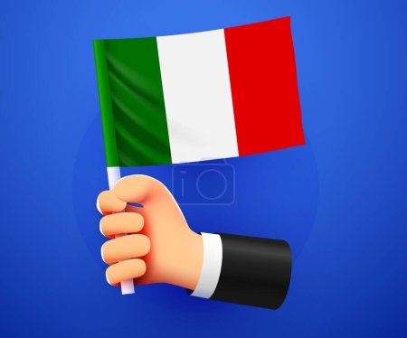 Illustration for 3d hand holding Italy National flag. Vector illustration - Royalty Free Image