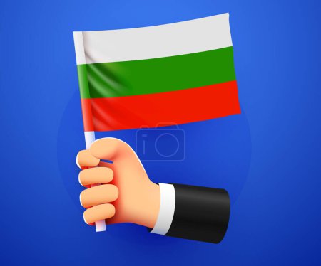 Illustration for 3d hand holding Bulgaria National flag. Vector illustration - Royalty Free Image