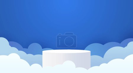 Illustration for Abstract scene background. Product presentation, mock up, show cosmetic product, Podium, stage pedestal or platform in clouds. Vector illustration - Royalty Free Image
