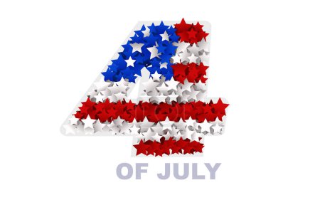Illustration for 4 July. Number 4 made from stars. Independence day. Vector illustration - Royalty Free Image