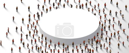 Téléchargez les illustrations : Grand groupe de personnes en forme de cercle. Le concept de foule. Illustration vectorielle - en licence libre de droit